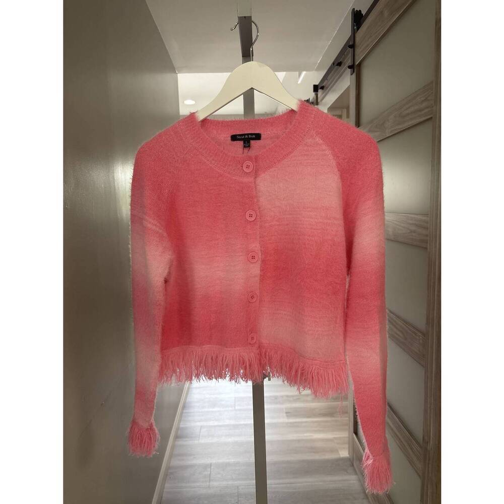 NEW STRUT & BOLT women's fuzzy cardigan in pink